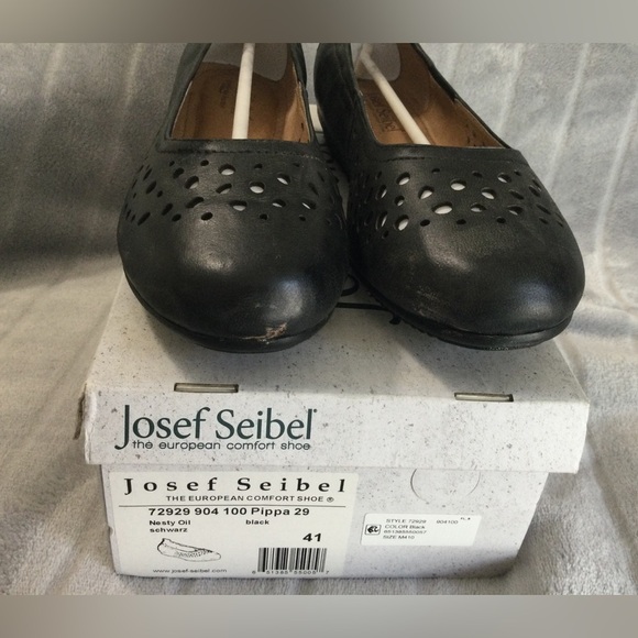 Josef Seibel Pippa 29 Black Nesty Oil Leather Ballet Flats EU 41 US 10 to 10.5 - Picture 3 of 13
